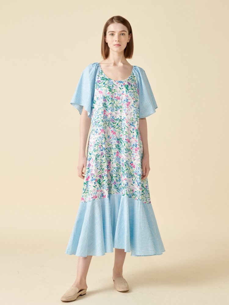 [코엣] 린넨 가든파티 드레스 Coett Linen GardenParty Dress 블루