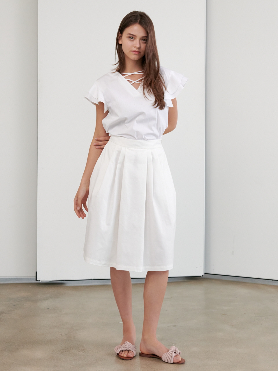 Pleated Full Skirt_White