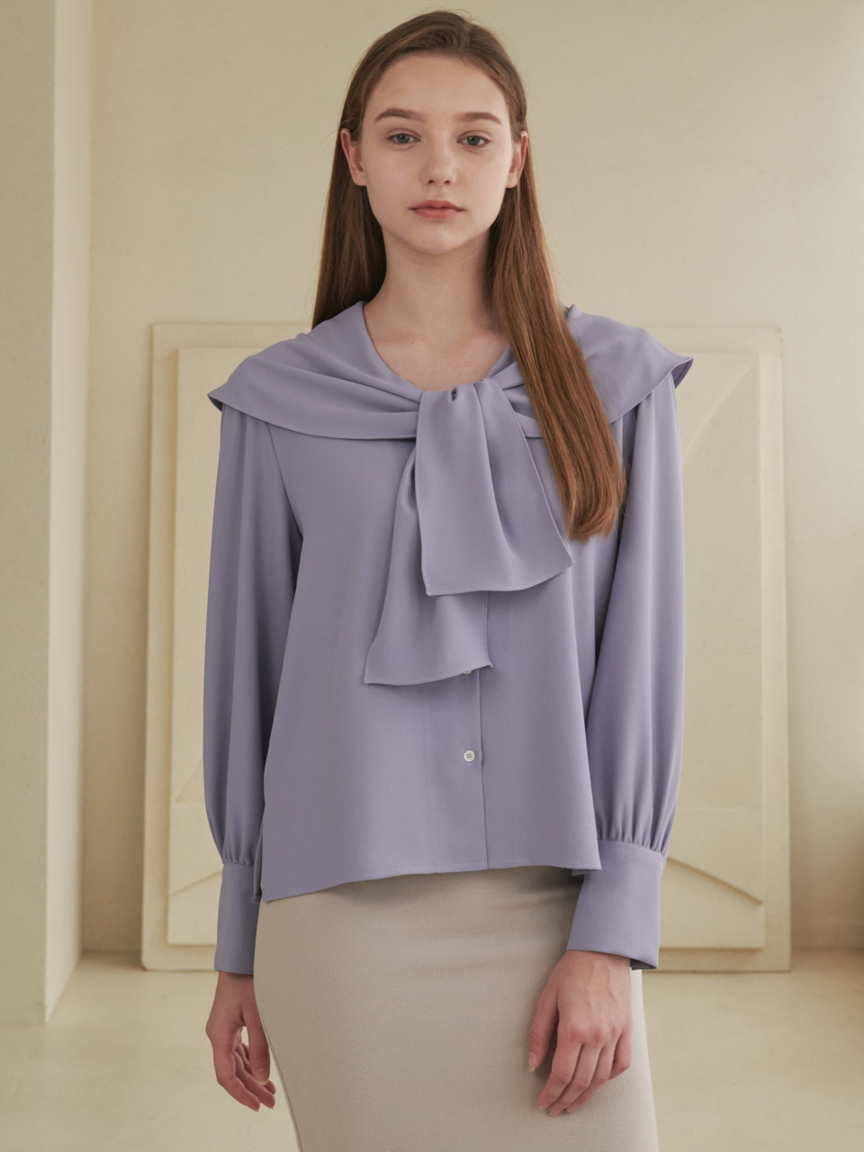Wide Scarf Blouse Lilac